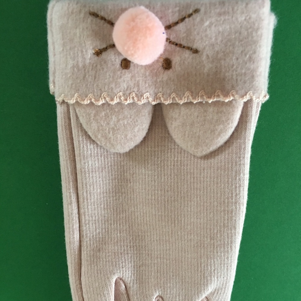 Pink cotton bunny gloves - Picture 1 of 2